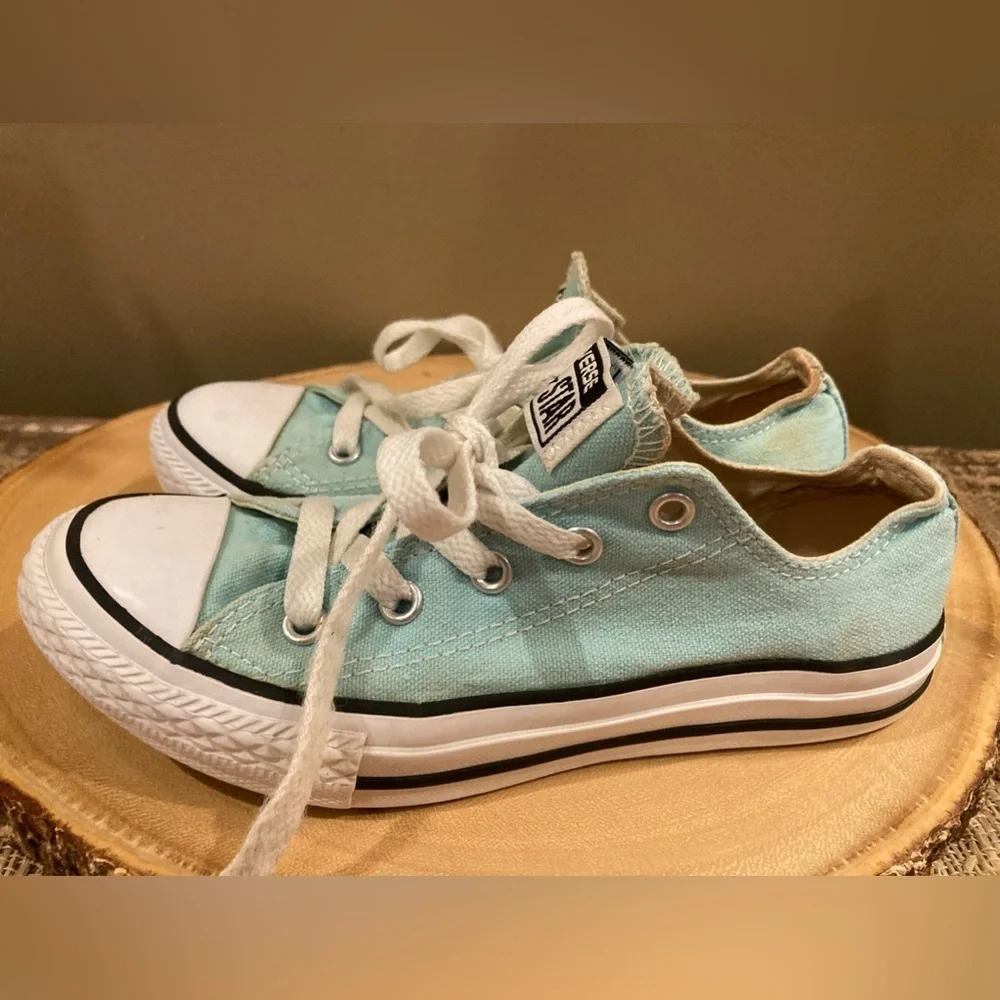 CONVERSE ALL STAR GIRLS JUNIOR MINT GREEN CANVAS LOW TOP‎ SNEAKERS SIZE 1